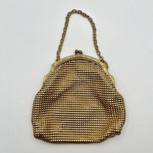 VTG Whiting & Davis Gold Metal Mesh Evening Coin Bag Kisslock Mid Century Mini